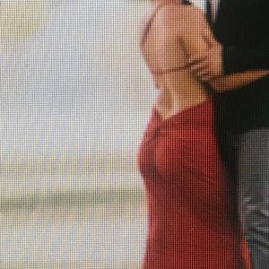 Red long fitted dress